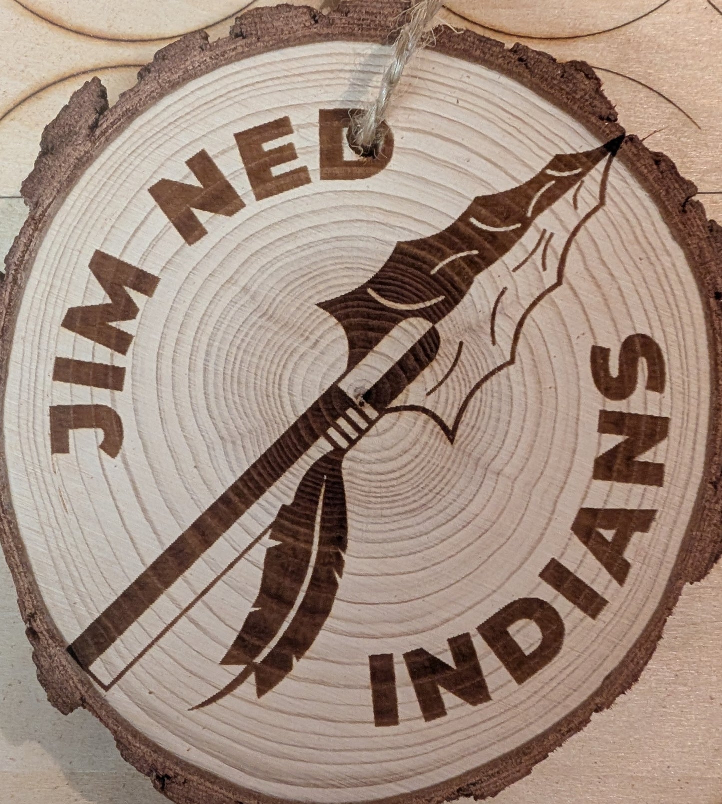 Laser burned Jim Ned Arrow Ornament