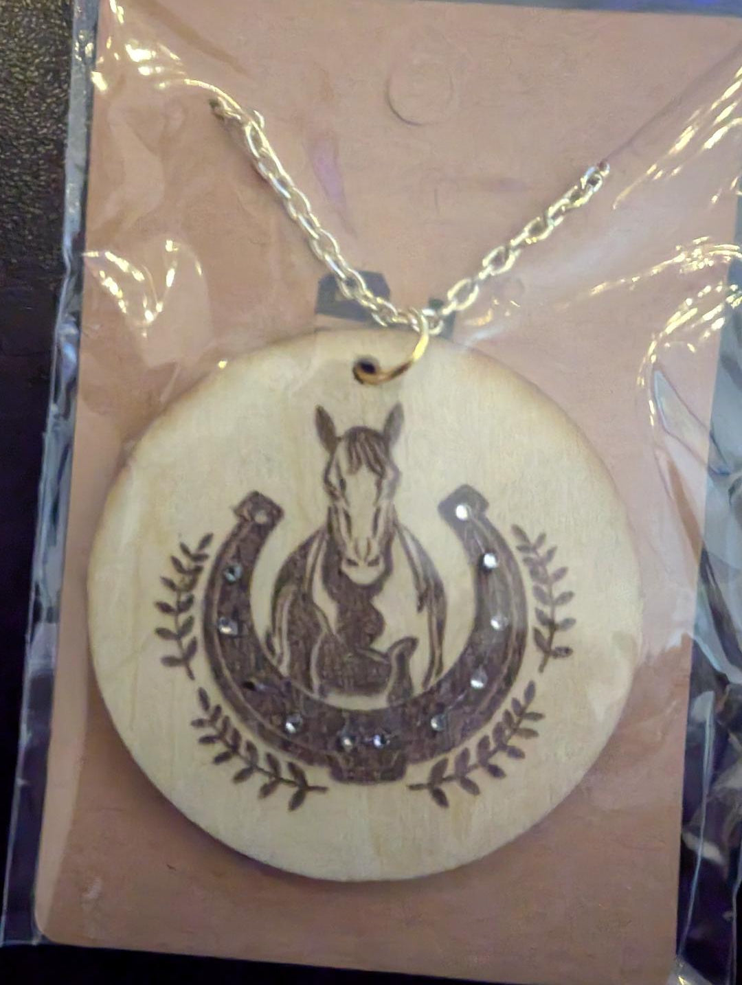 Horse Horseshoe Bling Necklace